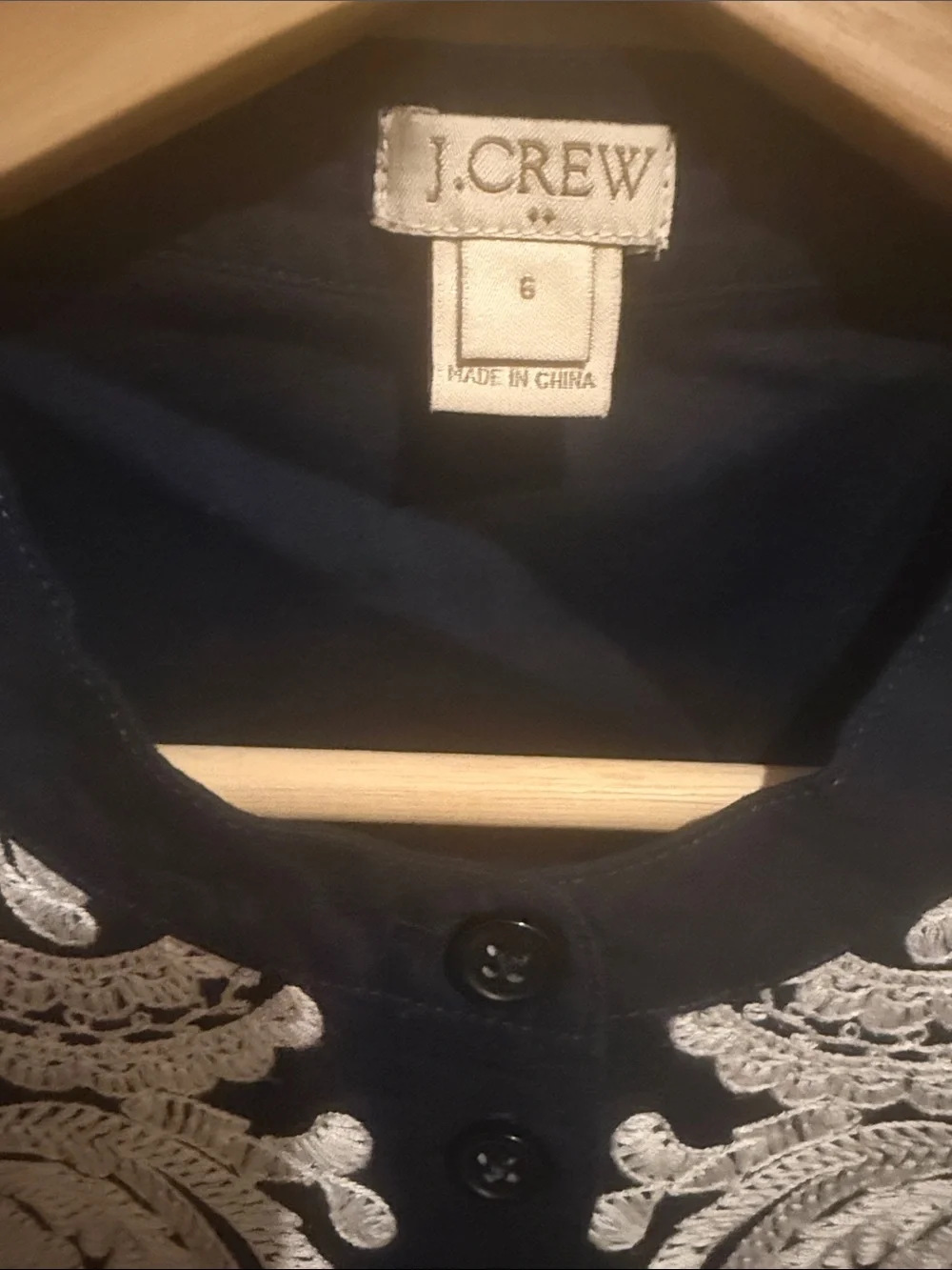 J. Crew Navy Sleeveless Top with White Embroidered Yoke